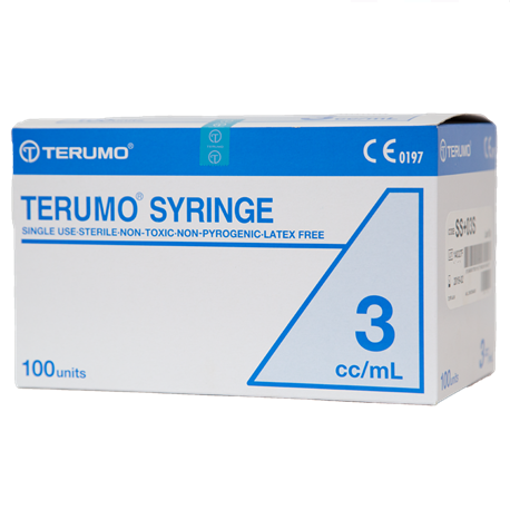 Terumo Disposable Syringe w/o Needles (Luer Lock) (100pcs/box) 3ml